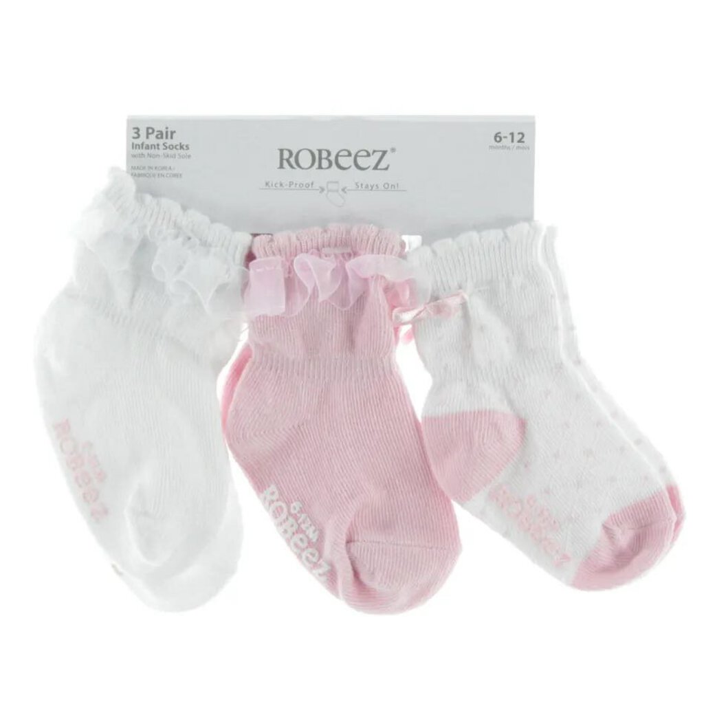 Chaussettes - antiderapant - Coton - 3 paires DENTELLE 12-24 mois