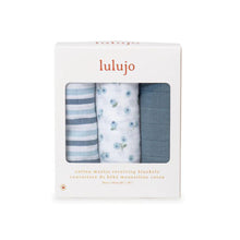 Charger l&#39;image dans la galerie, BLUETS Blueberries - Paquet de 3 Couvertures legeres OU pour emmailloter - Swaddling blanket
