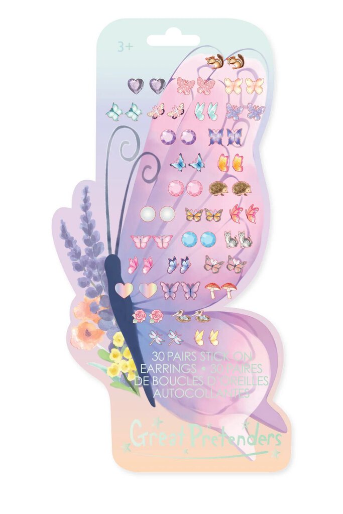 Boucles d'oreil Autocollantes - PAPILLON fantaisiste - sticker earrings