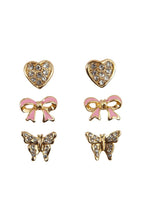 Charger l&#39;image dans la galerie, Bouches d&#39;oeilles PAPILLON - COEUR - BOUCLE Boutique Dazzle Studded Earrings
