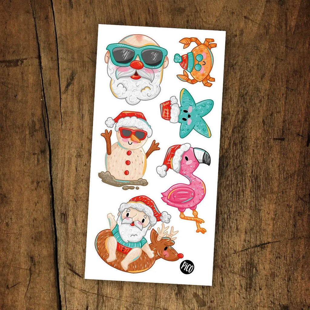 PÈRE NOËL À LA PLAGE Tatouages temporaires - CREATION QUEBECOISE