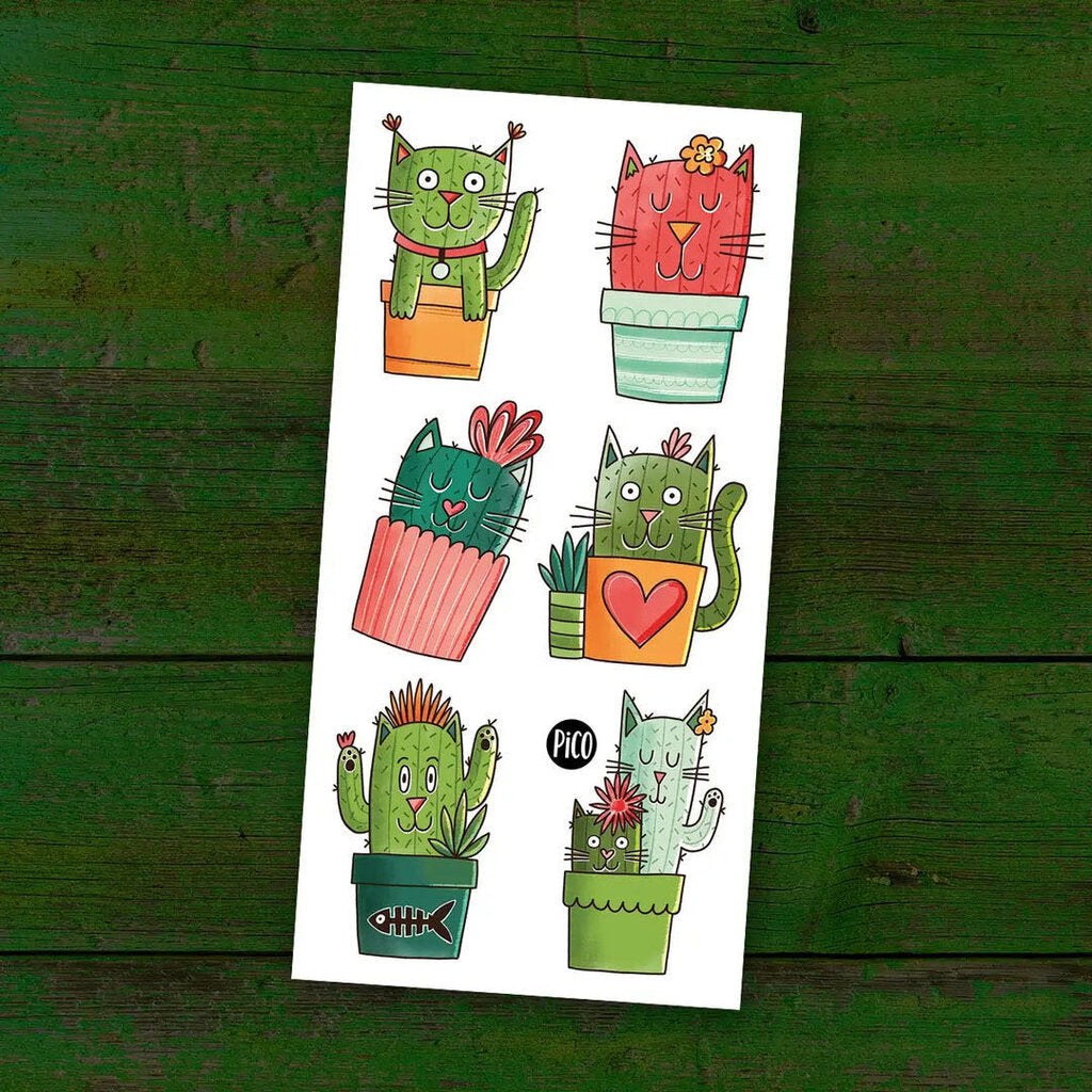 CHATS-CACTUS Tatouages temporaires - CREATION QUEBECOISE