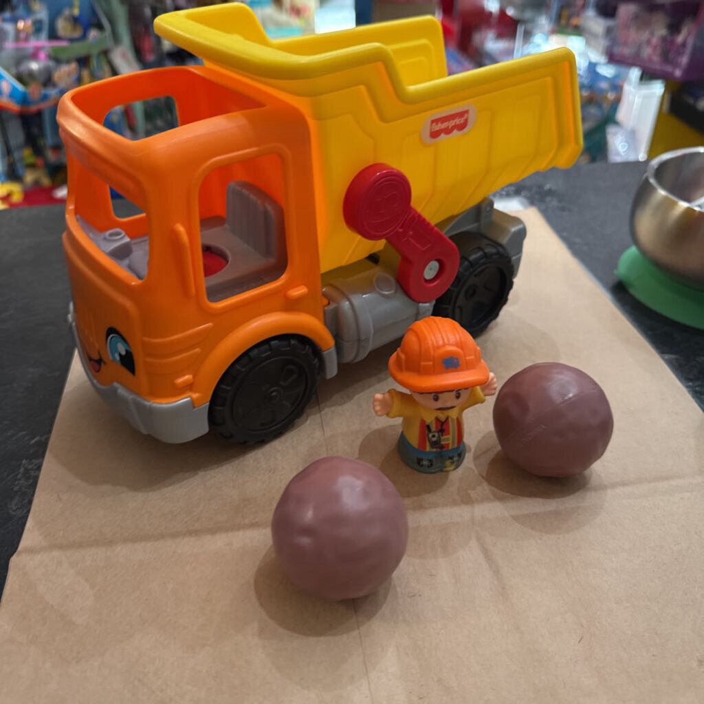 MOYEN Camion construction LITTLE PEOPLE + 1 figurine + accesoires fait SON