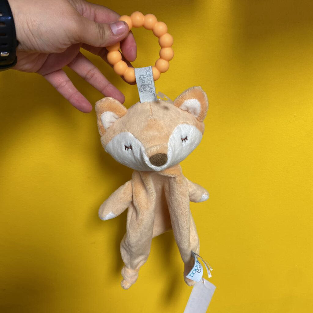 Doudou AVEC peluche tete de CERF et anneaux de dentition