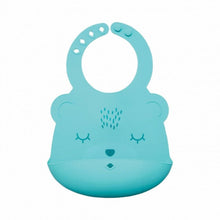 Charger l&#39;image dans la galerie, Bavoir en silicone OURS turquoise BEAR 4 mois +
