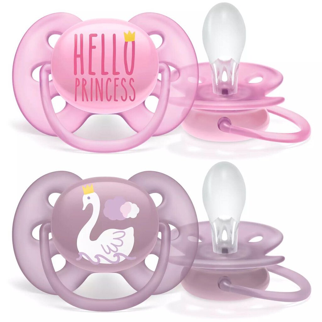 Paquet de 2 Suces orthodontique Ultra air HELLO PRINCESS et CIGNE - 6-18 mois