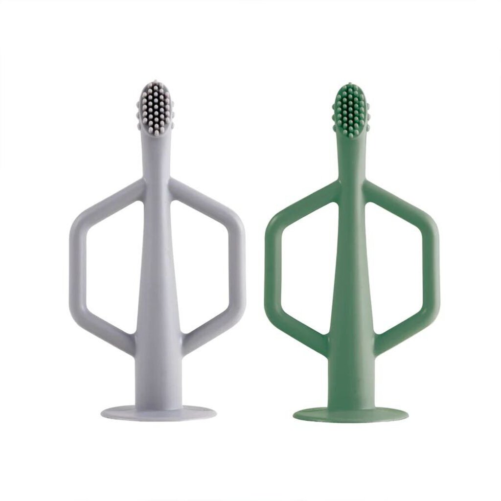 Paquet de 2 brosses à dents en silicone - training toothbrush - 6 mois +